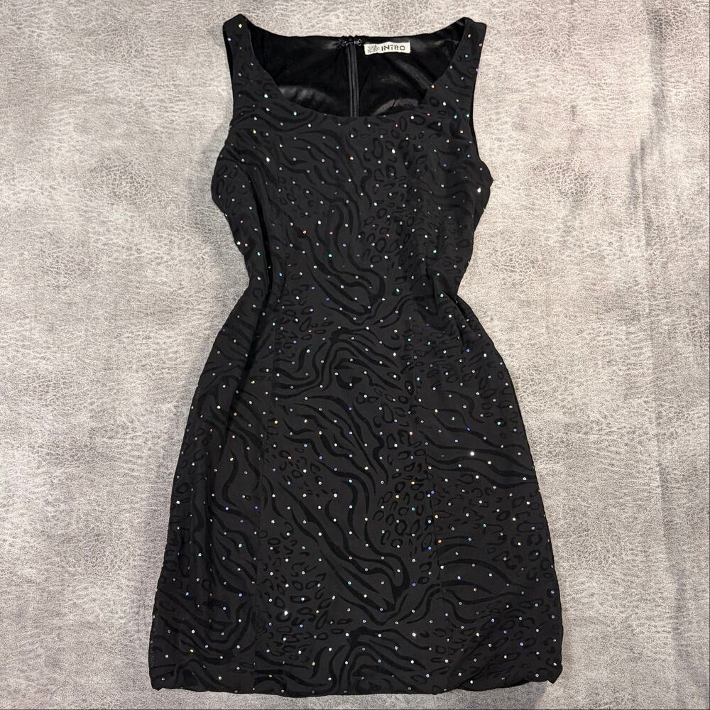 Vintage Embellished Zebra Mini Dress